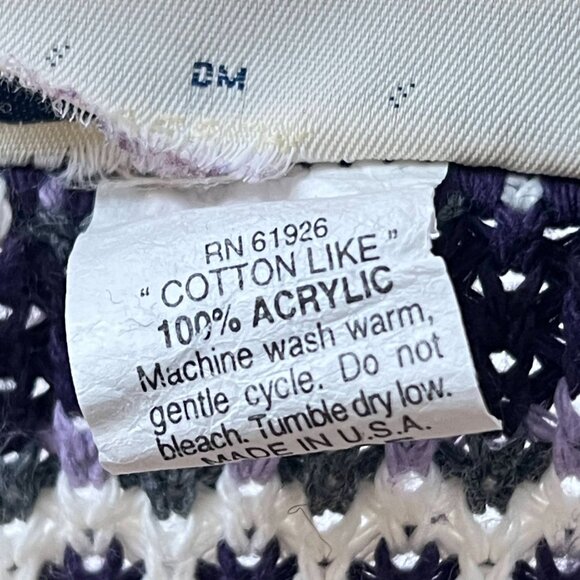 Vtg Sweater Purple Striped Y2K V-Neck Knit Pullover Womens M Soft Cozy Cabincore - Picture 10 of 10